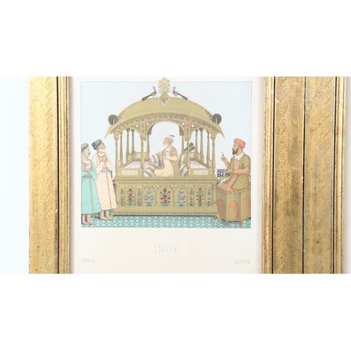 66 - Indian School, pair of 19th century lithographs, court scenes, sheet size 28cm x 20cm, framed