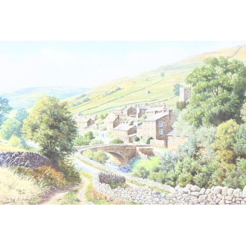 70 - Roy Lutner, watercolour, Muker Yorkshire Dales, signed, 22cm x 32cm, framed