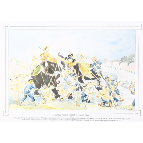 72 - M R Chirin, watercolour, Asian battle scene, signed and dated 1920, image 20cm x 32cm, framed