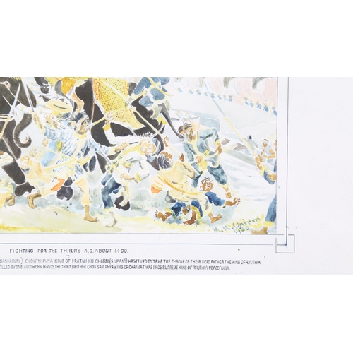 72 - M R Chirin, watercolour, Asian battle scene, signed and dated 1920, image 20cm x 32cm, framed