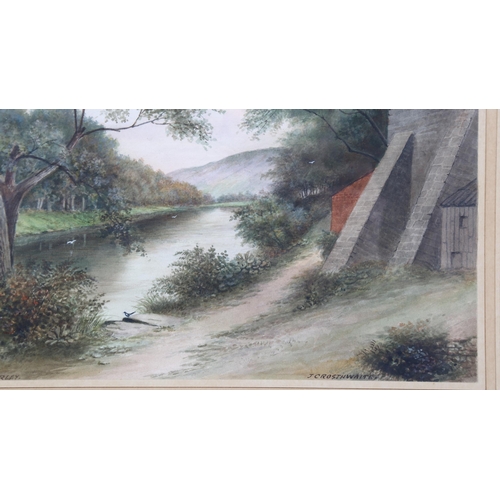 73 - J Crosthwaite, 2 watercolours, rural scenes, signed, 24cm x 35cm, framed