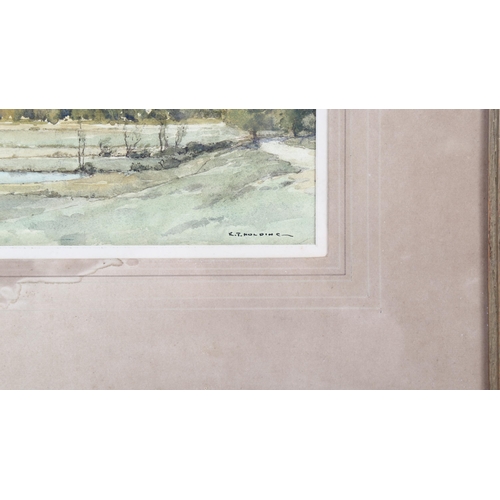 8 - Edgar Thomas Holding (1870 - 1952), watercolour, Wolstonbury Hill from Poynings Sussex, signed, 24cm... 