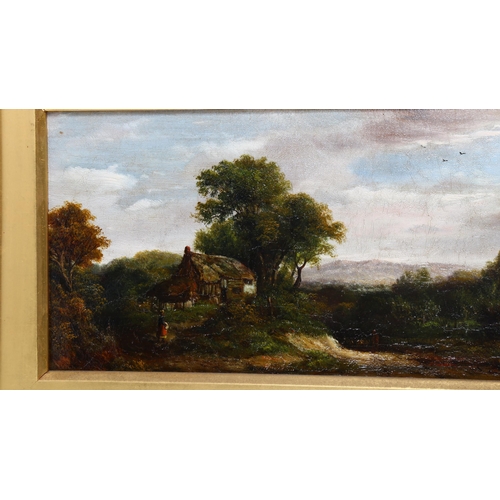 80 - John Westall (active 1873 - 1893), pair of oils on canvas, rural scenes, signed, 20cm x 40cm, origin... 