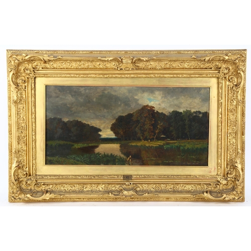 83 - 19th century oil on wood panel, rural scene, signed with monogram and indistinctly inscribed, 25cm x... 