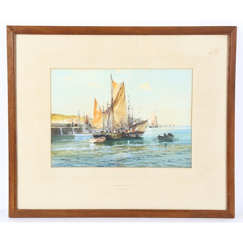 90 - Arthur Bell, pair of watercolours, marine scenes, signed, 27cm x 37cm, framed