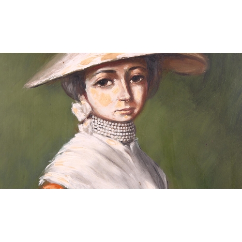 92 - Barry Leighton Jones, oil on board, portrait of a woman, signed and dated '66, 64cm x 43cm, framed