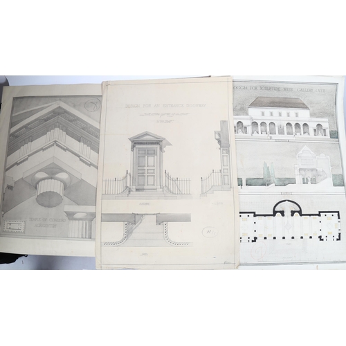 96 - G J Farmer, folder of watercolours and drawings, early 20th century architectural studies