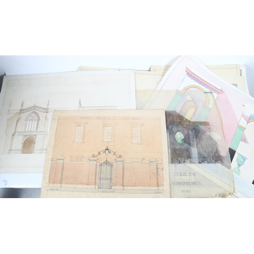 96 - G J Farmer, folder of watercolours and drawings, early 20th century architectural studies