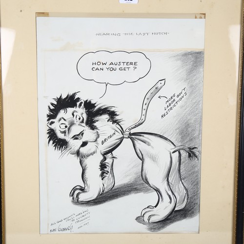 282 - Rube Goldberg (1883 - 1970), original ink/charcoal political cartoon drawing, 