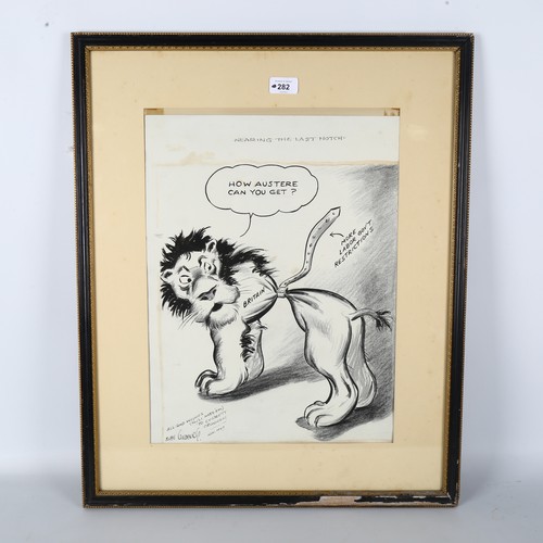 282 - Rube Goldberg (1883 - 1970), original ink/charcoal political cartoon drawing, 