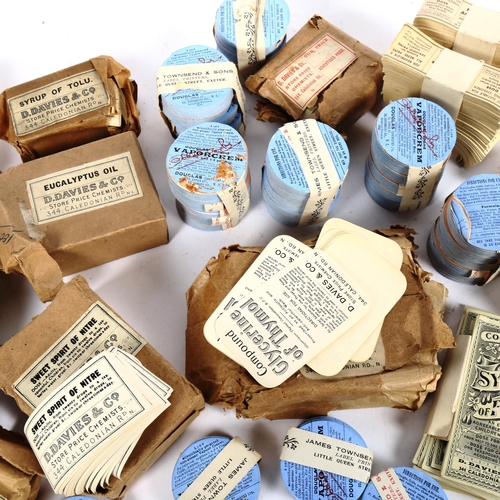 116 - A quantity of Vintage chemist's bottle store price labels (boxful)