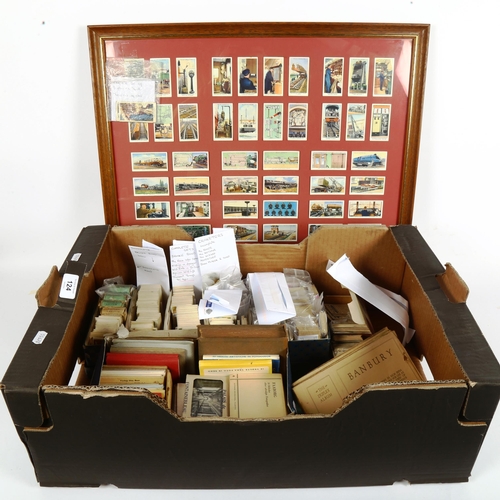 124 - A large quantity of, postcards, cigarette cards and sets, including Wills' and Player's (boxful)