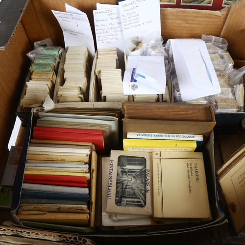 124 - A large quantity of, postcards, cigarette cards and sets, including Wills' and Player's (boxful)