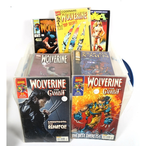 129 - A quantity of Marvel comics, including Wolverine and Invaders Meet Frankenstein (boxful)