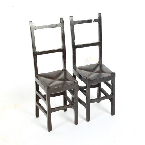 183 - A pair of patinated bronze miniature dining chairs, height 19cm