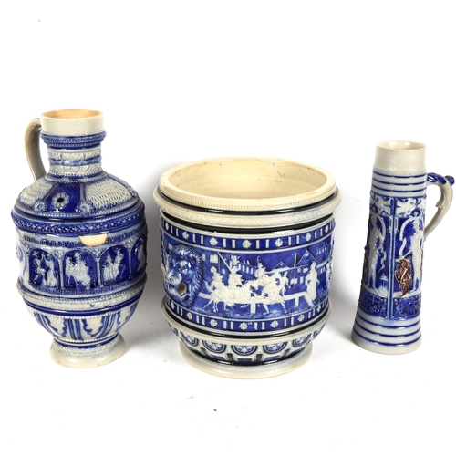 217 - A quantity of West German pottery, including jardiniere jugs etc