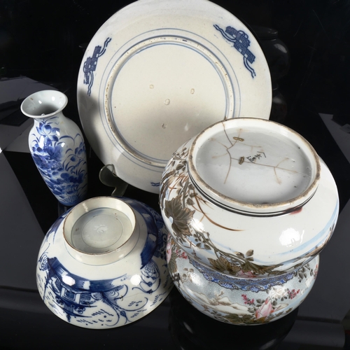 242 - Various Oriental ceramics, including transfer charger, vase etc