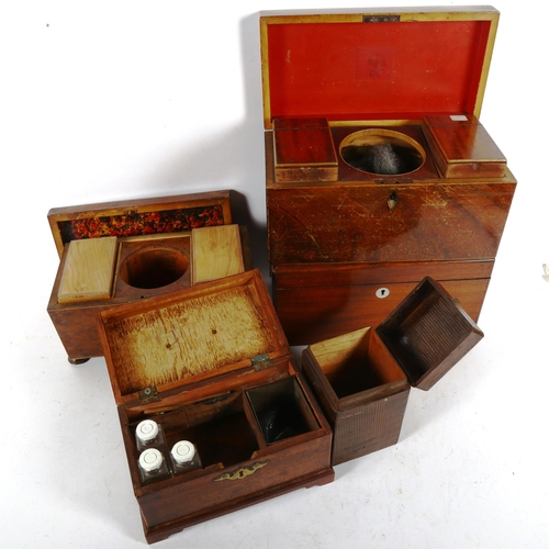 254 - 4 x 19th century tea caddies, and another box (5)