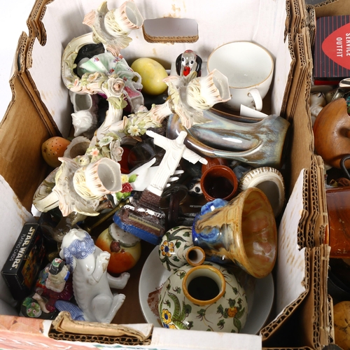 258 - A large quantity of various collectables, including Art Nouveau style pottery, vases, trinkets etc (... 