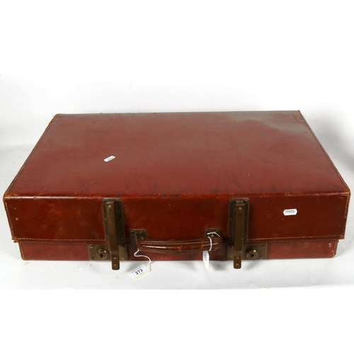 272 - A Vintage leather expanding suitcase, and smaller example (2)