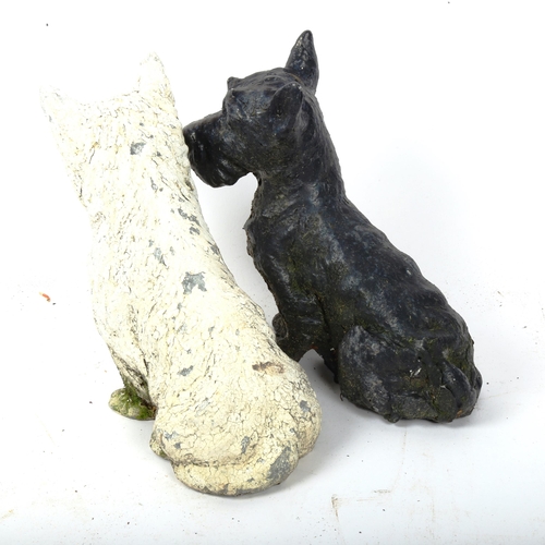 364 - A pair of painted lead black and white advertising Terrier figures, height 20cm