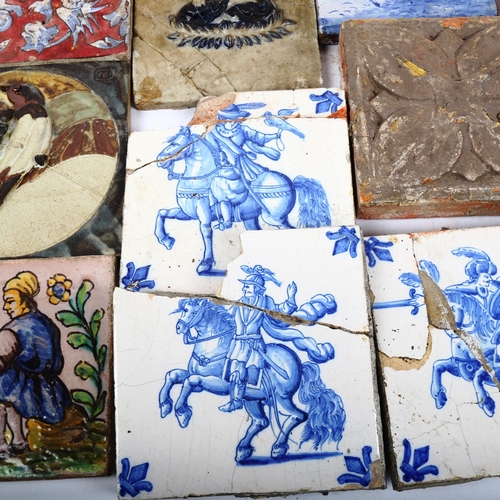 367 - Various pottery tiles, including Dutch Delft, Chinese etc (boxful)