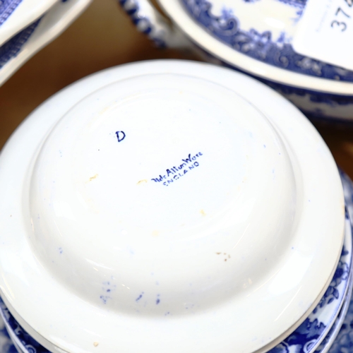 374 - Various English blue and white transfer printed tea and dinnerware, including Minton's