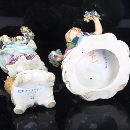 376 - 2 x 19th century Crown Derby porcelain figures, height 23cm