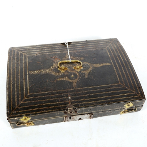 391 - A 19th century embossed leather travelling writing box