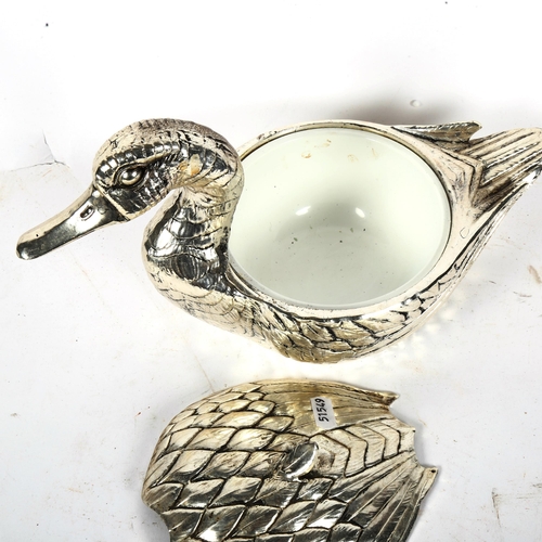 392 - WITHDRAWN A modern silver plated figural duck ice bucket