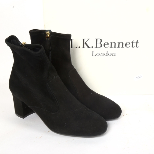 66 - L K BENNETT - a pair of near-new Allie black stretch suede ankle boots, size 38, with dust cover and... 