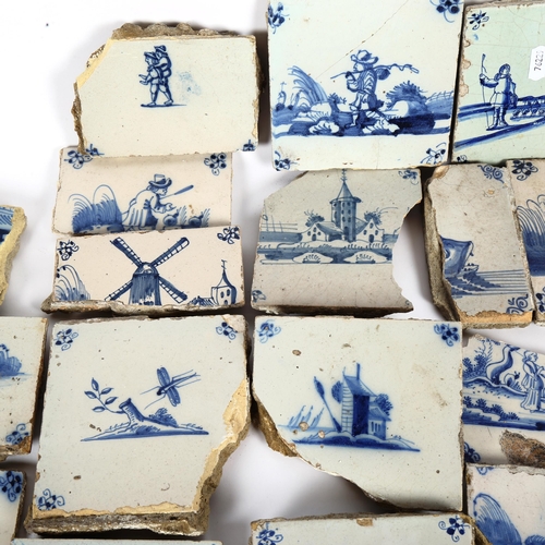 82 - A group of Dutch blue and white Delft tiles (mostly A/F)