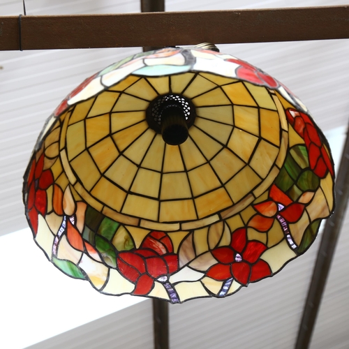 321 - A Tiffany style stained glass leadlight ceiling light shade, diameter 39cm