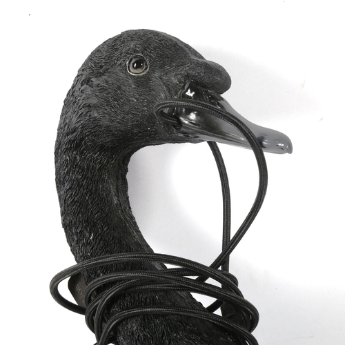 437 - An unusual black swan design composition wall light, height 51cm