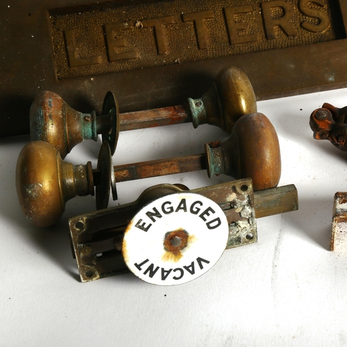 463 - A letter plate, door knobs etc