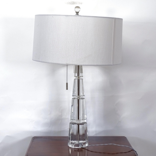 2061 - A modernist design tapered glass table lamp and shade, height including shade 65cm