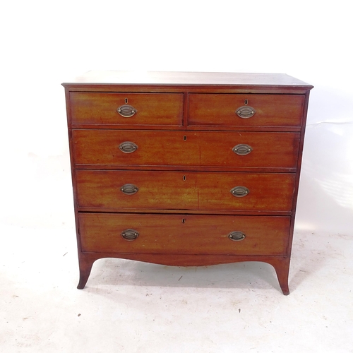 2108 - A Georgian mahogany chest of 2 short and 3 long drawers, W109cm, H105cm, D54cm