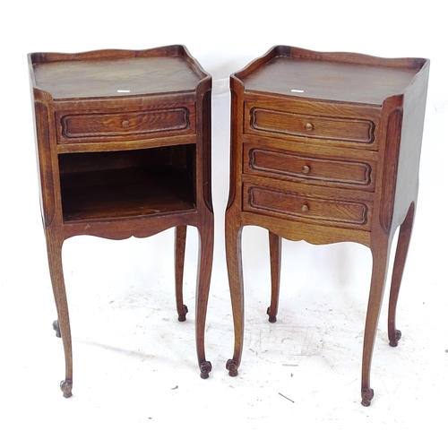 2135 - A pair of Continental oak bedside tables, W37cm, H73cm, D32cm