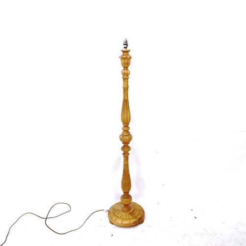 2284 - A contemporary pine standard lamp, height to bayonet fitting 145cm