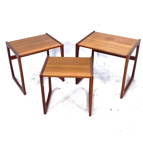 2289 - A mid-century G Plan teak nest of 3 occasional tables, largest W54cm, H49cm, D43cm