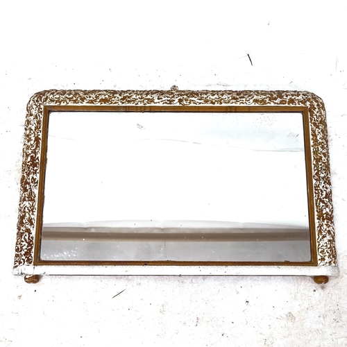 2296 - An Antique painted gesso over mantel mirror, W89cm, H60cm