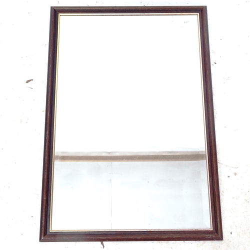 2297 - A rectangular mahogany-framed bevel-edge wall mirror, W57cm, H83cm