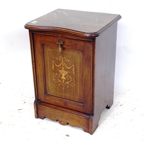 2306 - An Edwardian mahogany coal purdonium, with inlaid swag and urn decoration