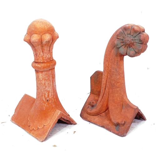 2311 - 2 terracotta roof finials, tallest 55cm