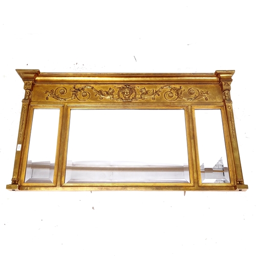 2320 - A modern composite-framed over mantel mirror, 139cm, H75cm