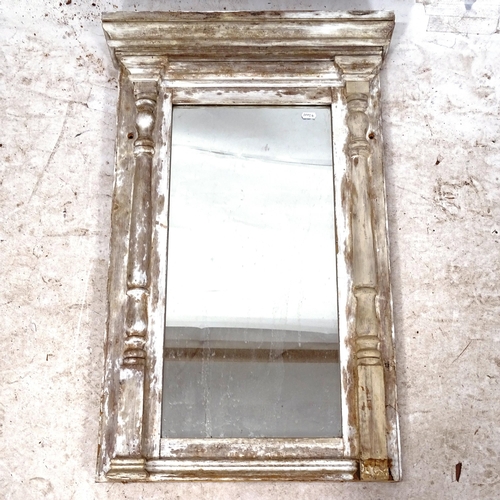 2324 - An Antique painted pine-framed rectangular wall mirror, W52cm, H82cm