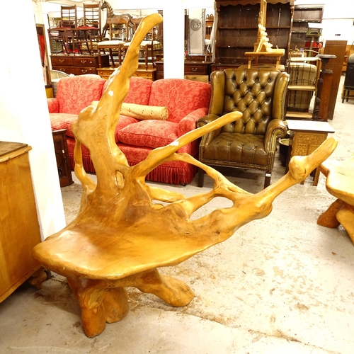 2651 - A large root carved chair, W130cm