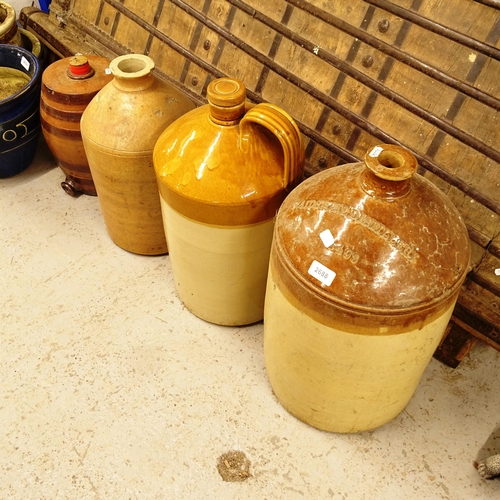 2688 - 4 various salt glazed stoneware flagons, including 1 for Maidstone Distillery