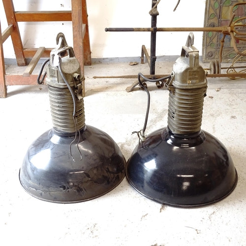 2690 - A pair of Vintage Philips industrial light fittings with bulbs