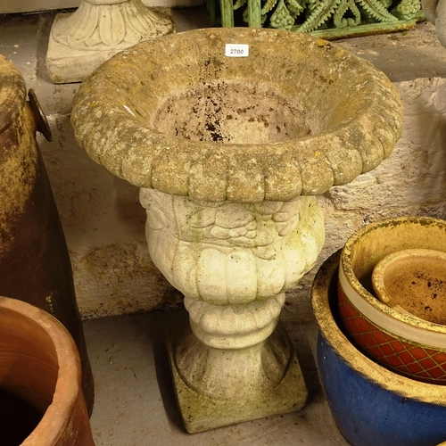 2700 - A weathered concrete Campana design urn, W49cm, H67cm